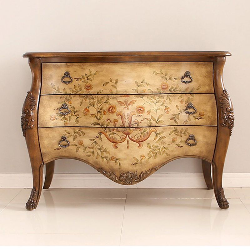 Traditional Wooden Dresser Horizontal 3 Drawers Chest without Mirror