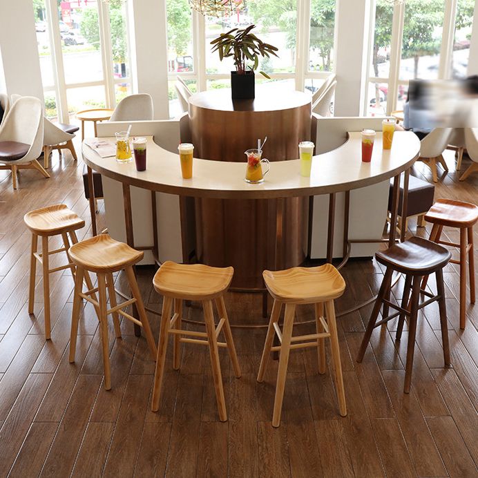 Contemporary Wood Stool Wood Counter Stool in Matte Finish for Indoor