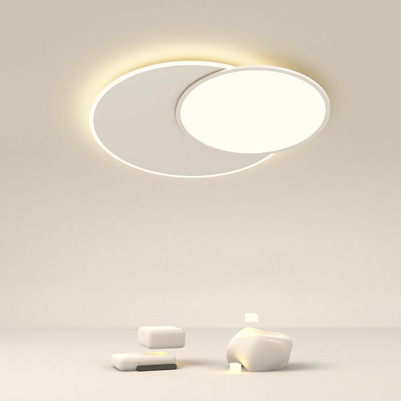 2-Light White Flush Mount Lighting Unique LED Ceiling Light for Bedroom