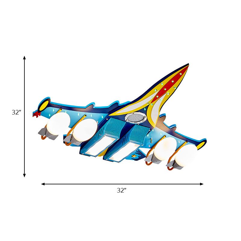 Boys Bedroom Fighter Airplane Massimale Monte Light Glass Cool Blue Flush Light
