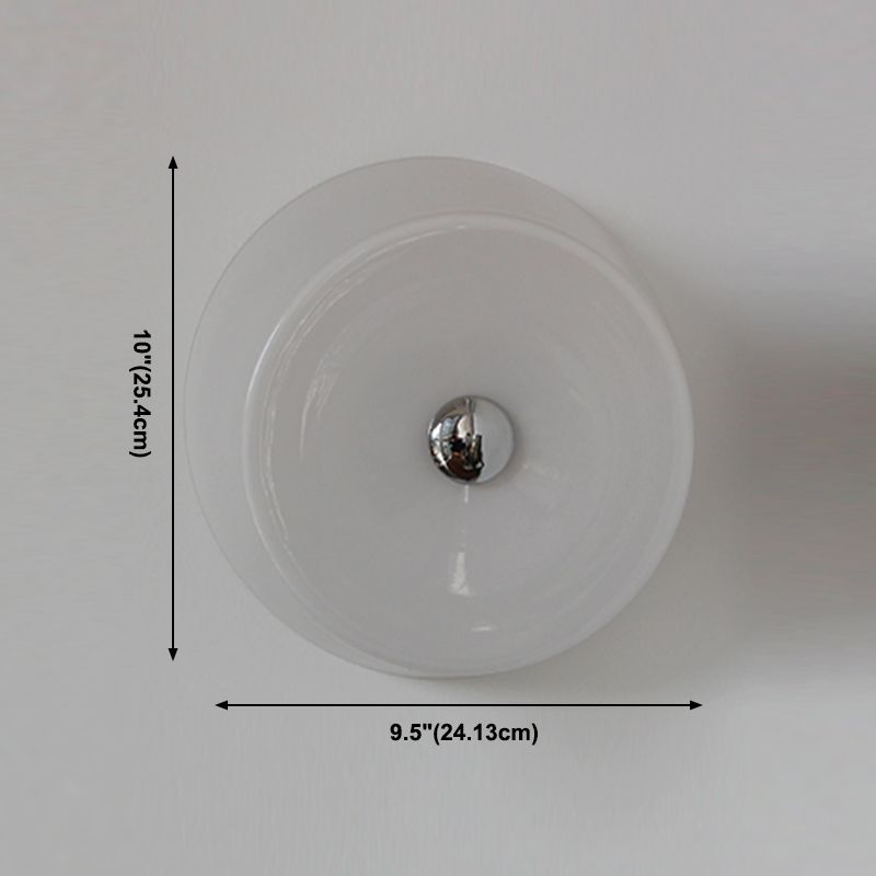 Glass Round Wall Sconce Lights Modern Style 1 Light Wall Mounted Lamps in White