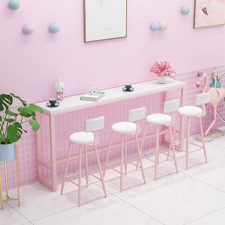 Modern 1/5 Pieces Bar Table Set Rectangle Stone Counter Table with High Stools