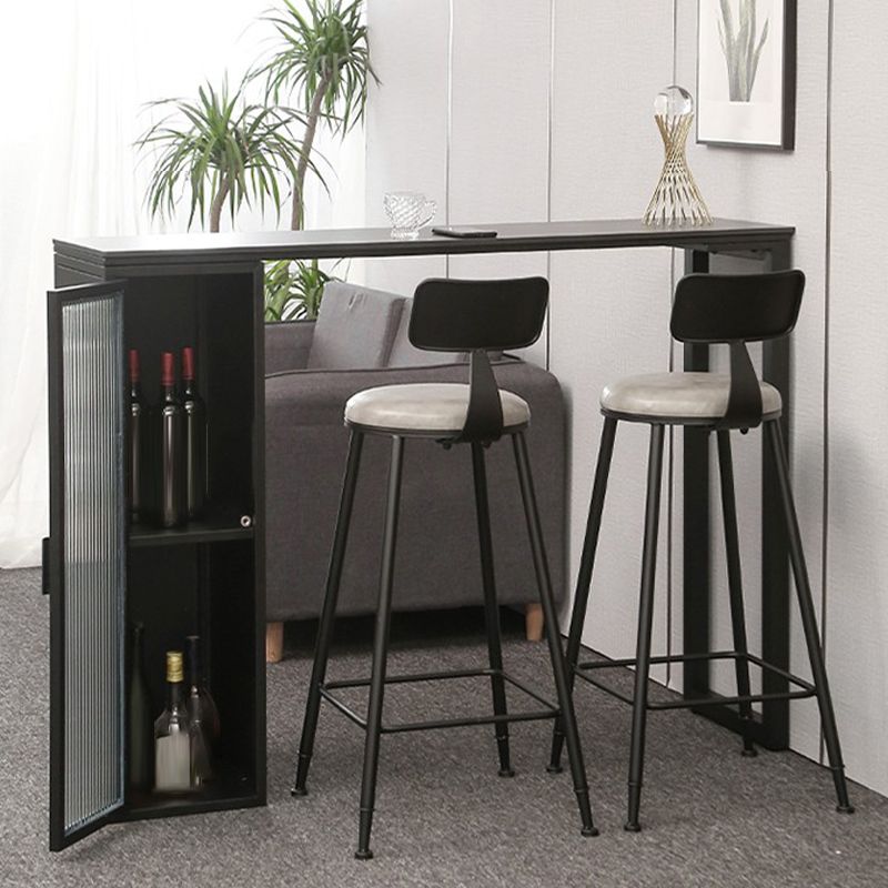 Modern Sintered Stone Bar Table Rectangle Dining Table with Storage Shelves