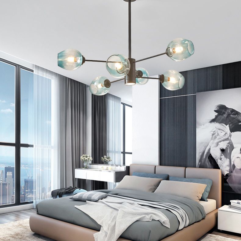 Luces de techo colgantes de vidrio de lámpara de Sputnik de lámpara moderna con cable colgante para sala de estar