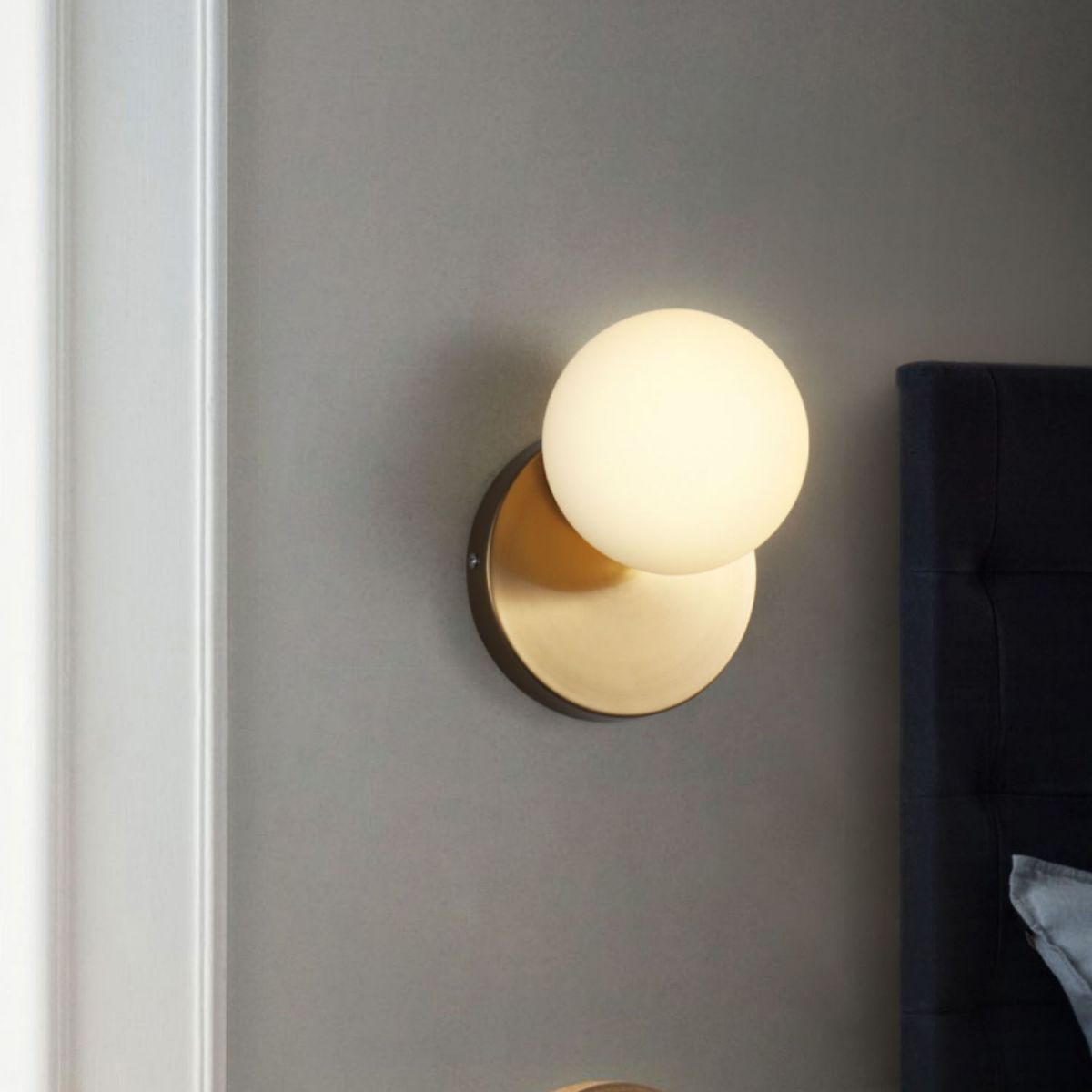 Minimalist Style Global Sconce Light Fixture Glass Bedroom Wall Lighting Fixture in Gold