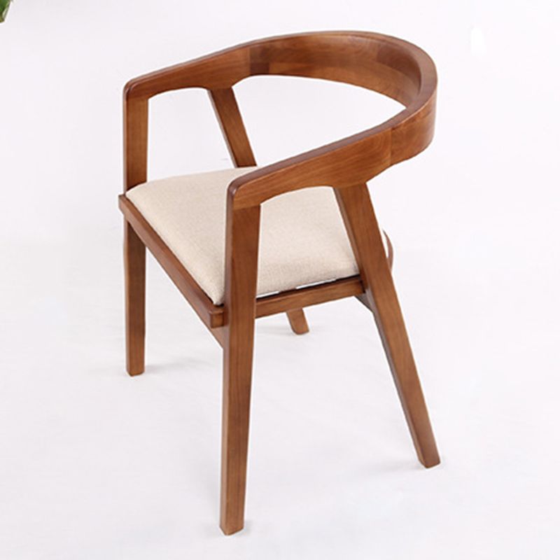 Contemporary Upholstered Arm Chair Home Rubberwood Dining Chair