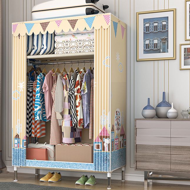 Contemporary Wardrobe Closet with Legs Steel Wardrobe Armoire