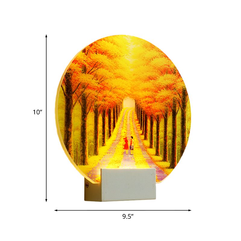 Mernom Automne Avenue acrylique Mural Light LED Mur Murd Murd en jaune avec bras blanc