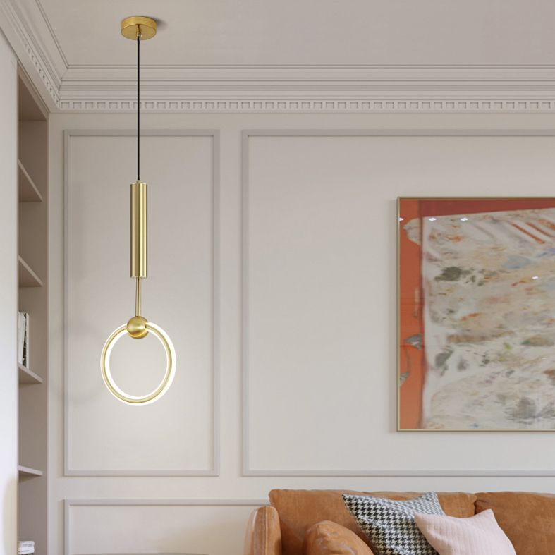 Ring and Oval Shape LED Pendant Light Modern Style Simple Metal Ceiling Pendant Light