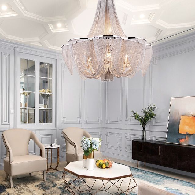 Postmodern Chandelier Light Basket Shape Ceiling Hung Fixtures for Hotel Lobby