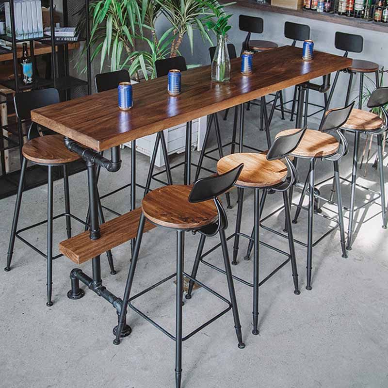 Rectangular Bar-height Table Wood Top Bistro Pub Table with Black Legs