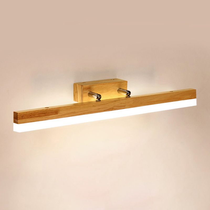 Nordic Minimalist Style Rectangular Vanity Lamp Solid Wood Single Vanity Light