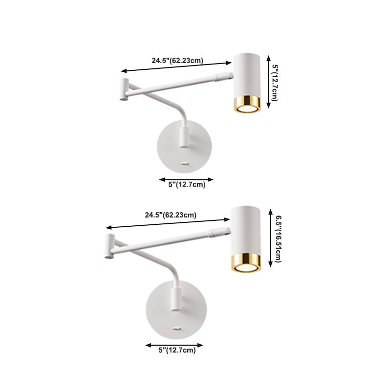 Metal Half Cylinder Shade Swing Arm Wall Lighting Modern Style 1 Light Sconce Lamp