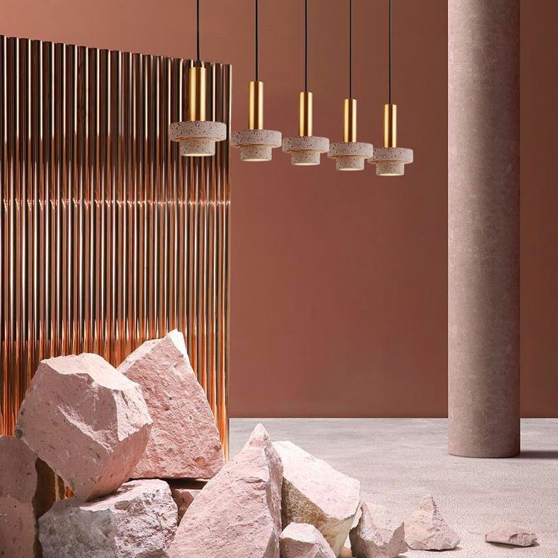 Tiered Pendant Light Fixture Minimalist Style Stone Ceiling Pendant Light for Bedroom