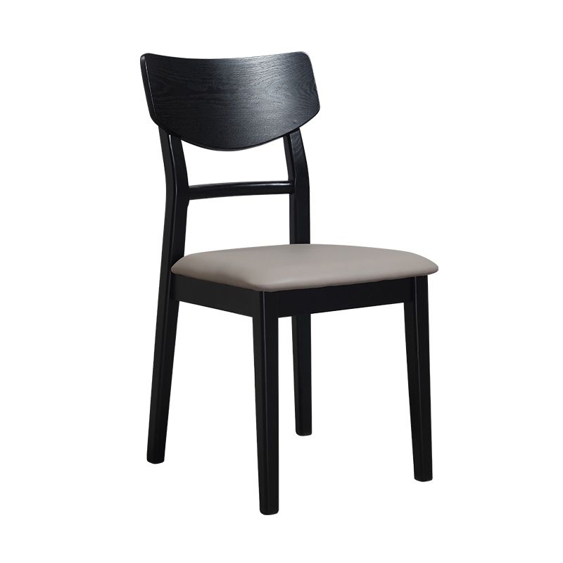 Industrial Ash Open Side Chair Matte Finish Upholstered Dining Chair with Black Legs