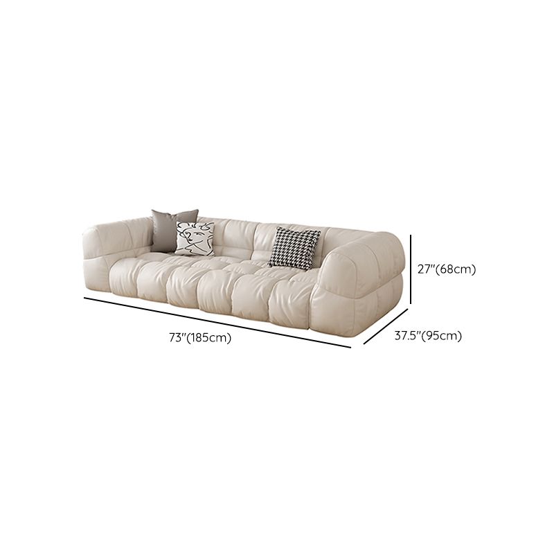 Modern Simple Square Arm Sofa & Chaise in White Biscuit Back Sectional Sofa