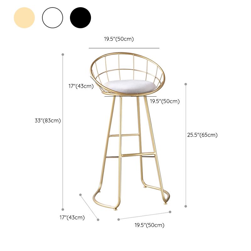 Contemporary Style Counter Stool Upholstered Bar Stool with Metal Base