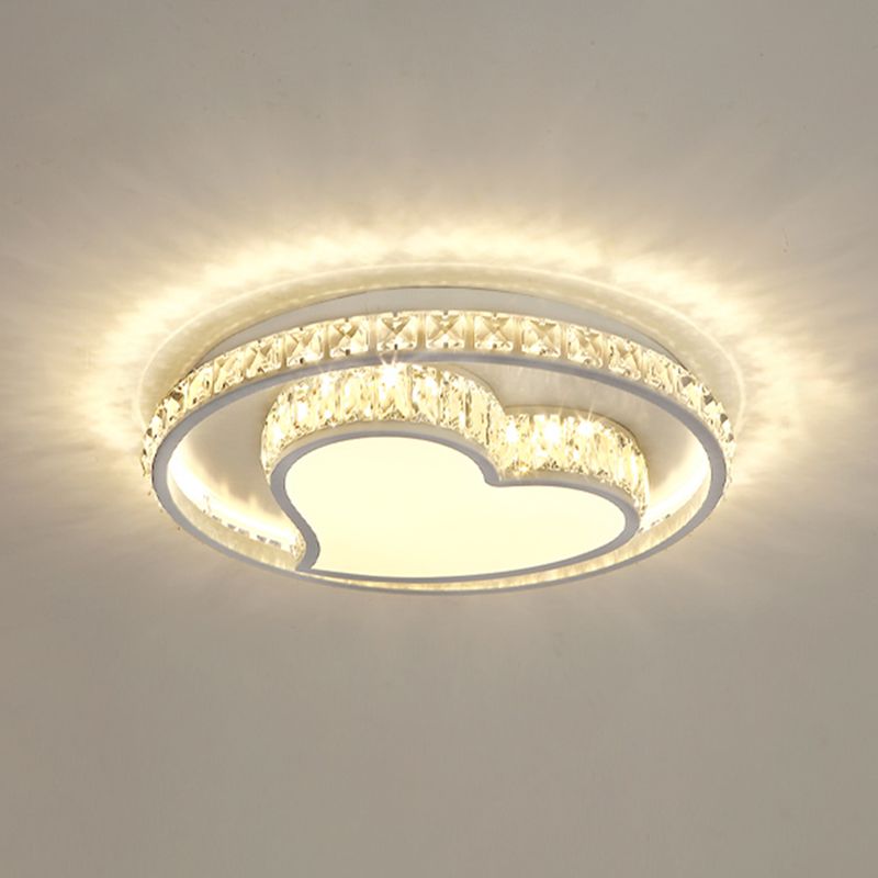 Simplicité DEL Geometric DEL Flush Mount Light Crystal Bedroom Flush Mount Ceiling Light in Stainless-Steel