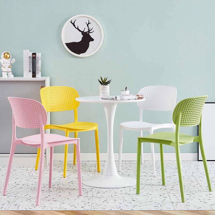 Silla escandinava de plástico para comedor, cocina, silla lateral con respaldo abierto