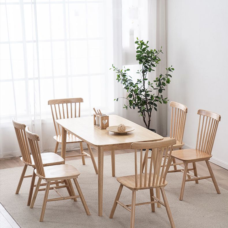 Minimalist Style Solid Wood Dining Room Set with Traditional Height Table and 4 Legs Base