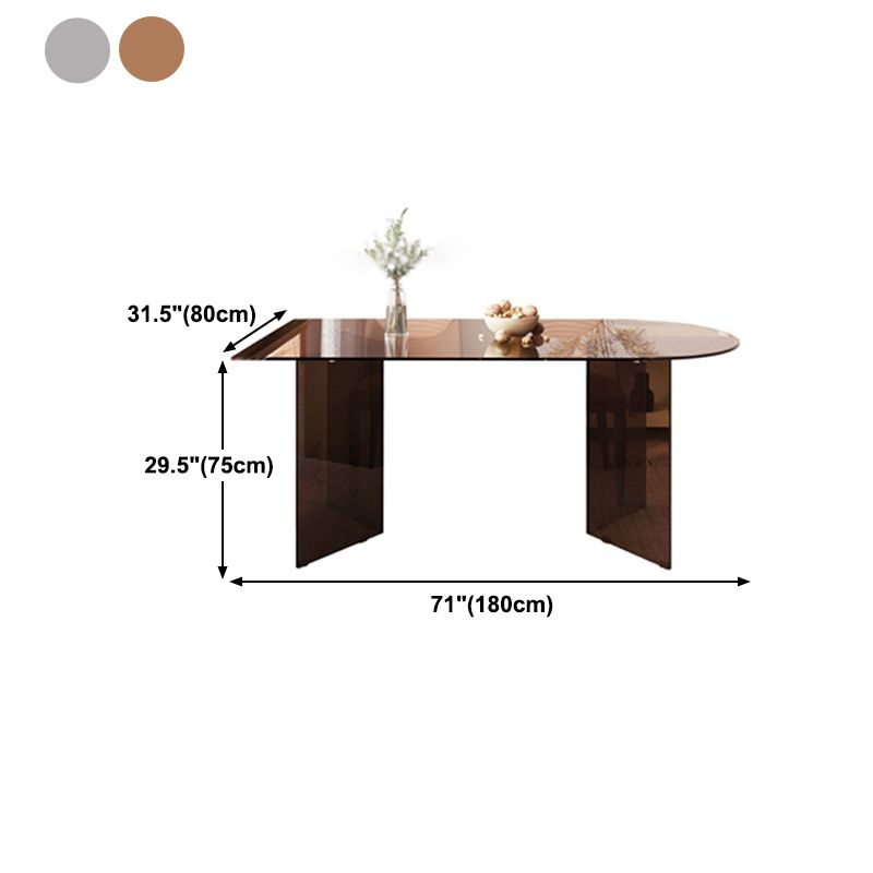 Simplicity Free Form Table Toughened Glass Double Pedestal Dining Room Table