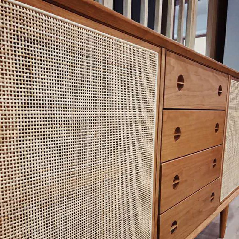 Modern Accent Cabinet Solid Wood With Doors 4 - Drawer Rectangle Cabinet