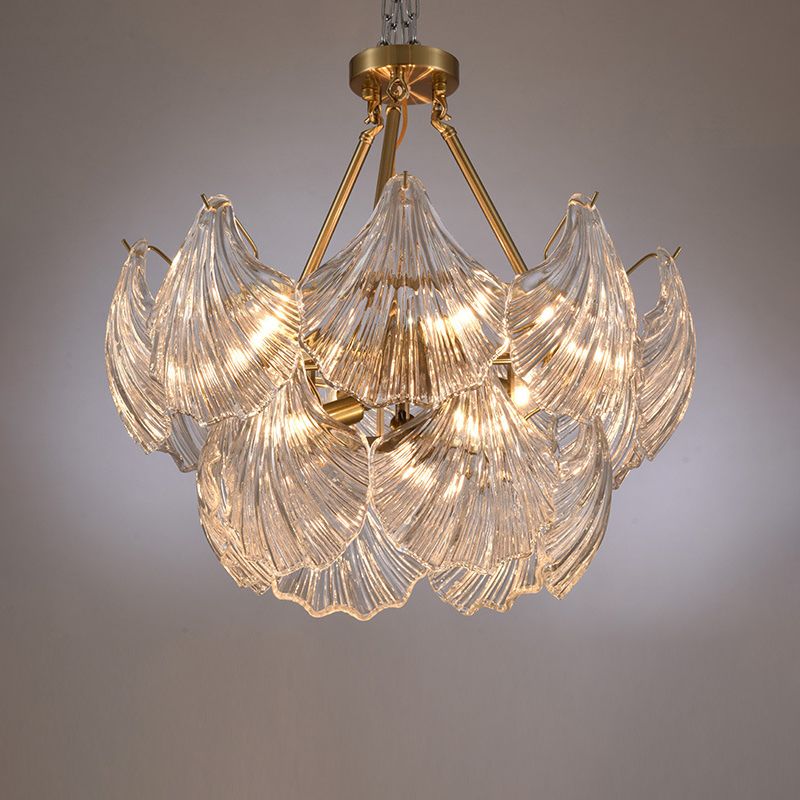 Modern Style Glass Chandelier Shell Shape Hanging Lamp for Bar Restaurant