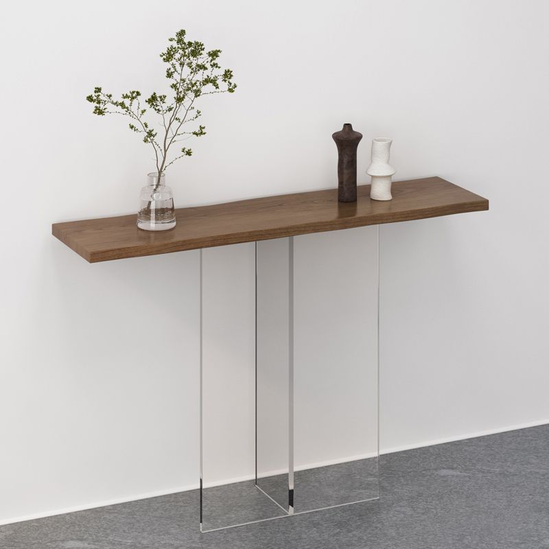 Solid Wood Rectangle Accent Table 31.5-inch Tall End Table with Acrylic Leg
