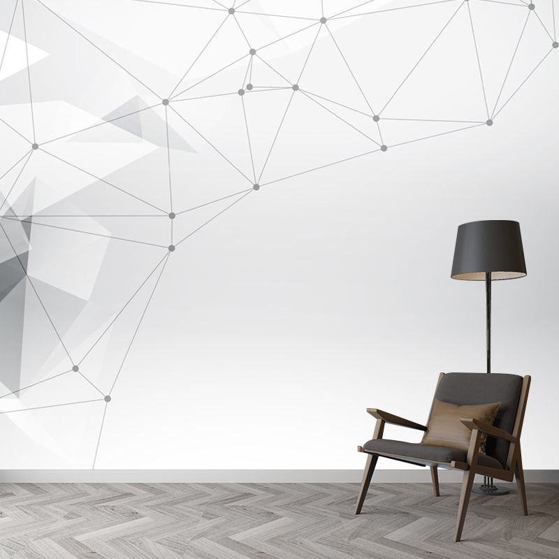 Modern Geometrical Wall Murals Black-White Net Design Wall Decoration for Bedroom