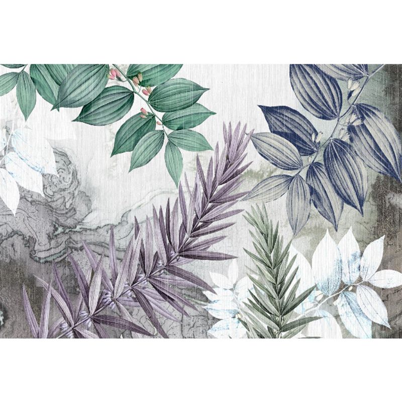 Green Modern Indoor Rug Polyester Plants Area Carpet Washable Carpet for Home Decor