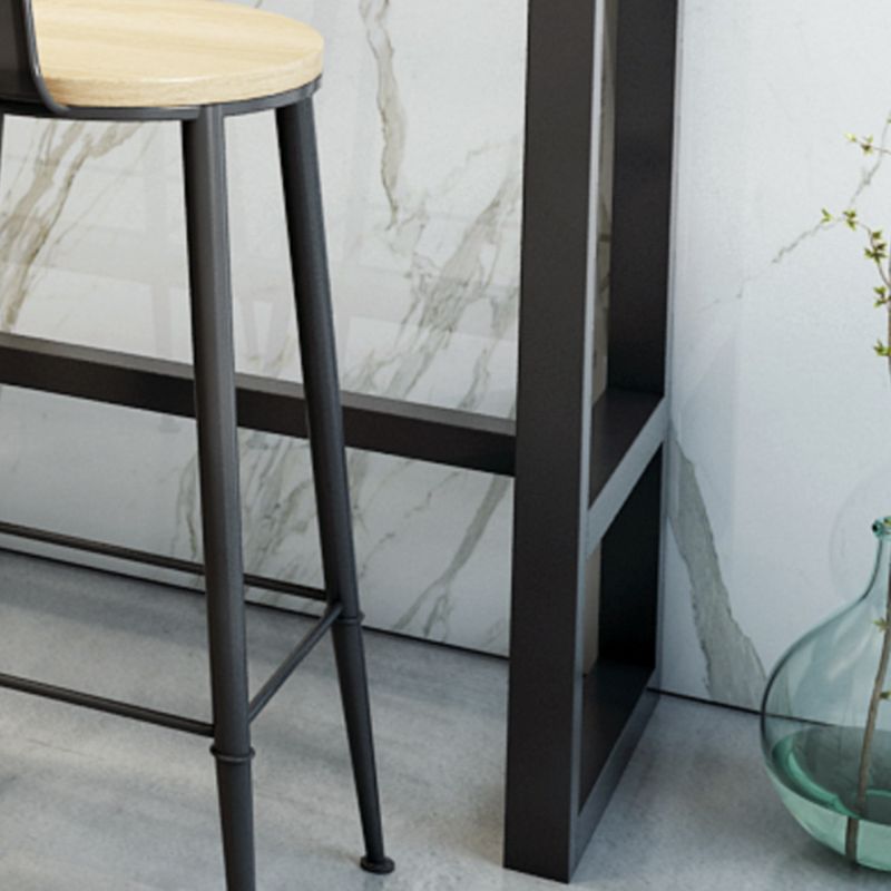 Rectangle Bar Pub Table Set 1/3 Pcs Solid Wood Top Bar Table and Metal Stools