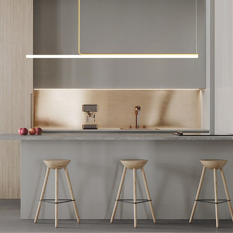 Minimalism Linear LED Hanging Pendant Lights with Metal for Kitchen