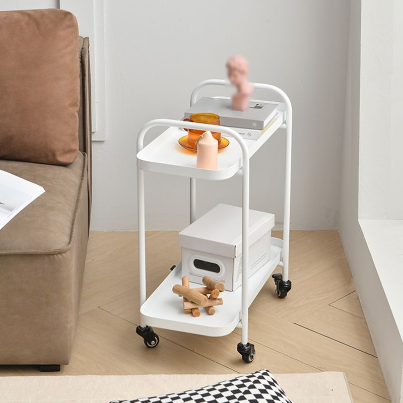 Tray Top Double Tier End Table Rectangular End Slide Table with Storage