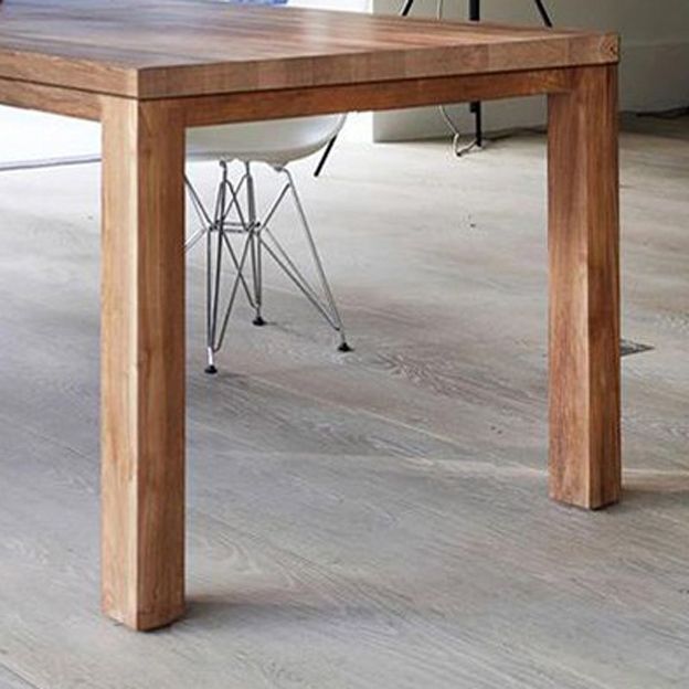 Rectangle 4 Legs Minimalist Dining Table Solid Wood Fixed Table for Restaurant