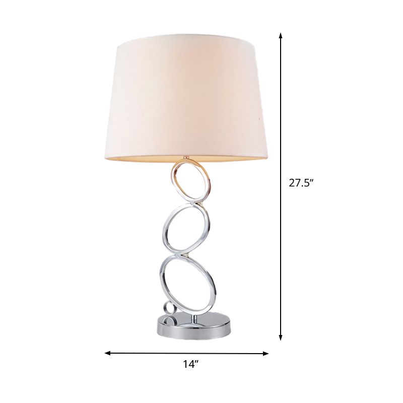 Stof vat bureau licht modern 1 lamp witte taaklamp met ronde zilveren metalen basis