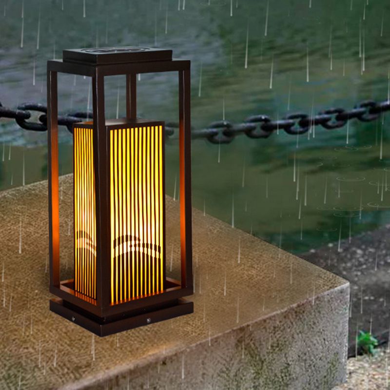 Modern Simple Outdoor Light Rectangle Shape Solar Energy Pillar Lamp for Courtyard