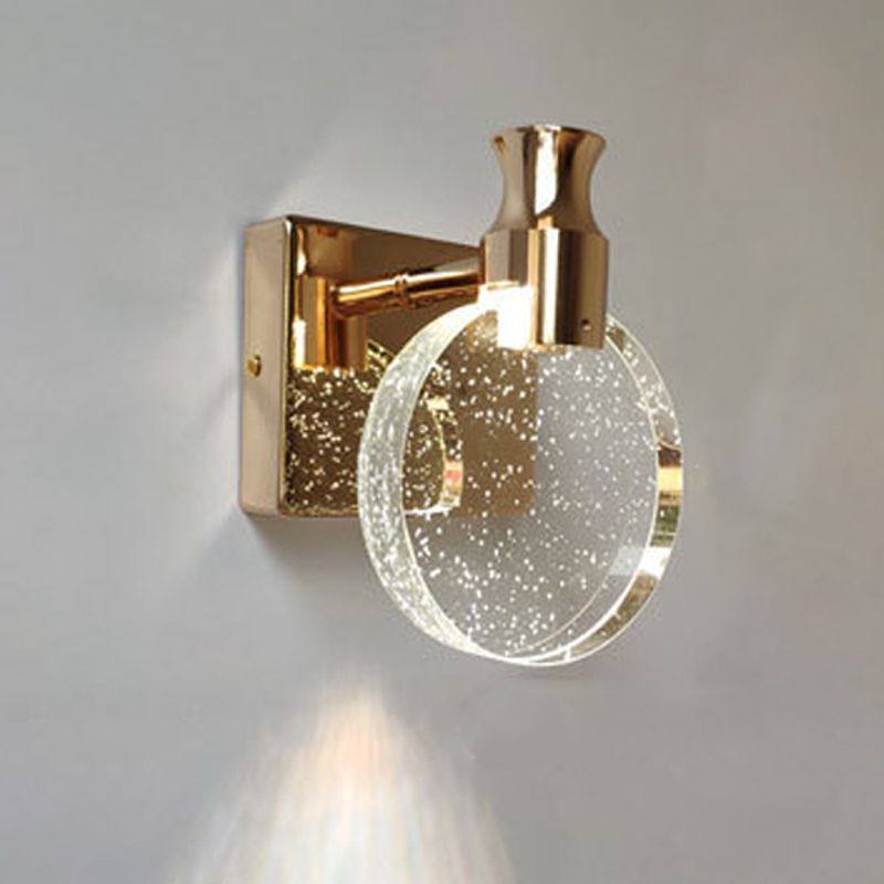 Nordic Style Crystal Vanity Light Round Shape Vanity Lamp for Shower Room