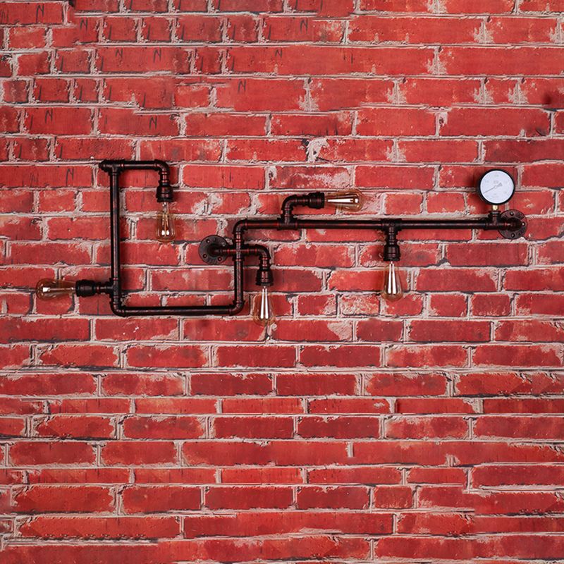 Metal Water Pipe Shade Wall Lighting Industrial Style 5 Lights Wall Mounted Light Fixture