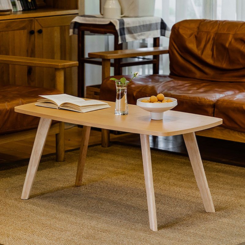 Wooden 4 Legs Cocktail Table Modern Rectangular Coffee Table for Living Room