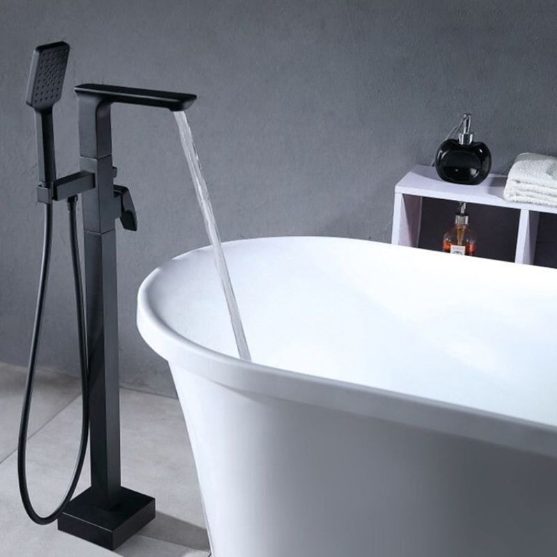 Floor Mounted Copper Bathtub Faucet Single Handle Freestanding Tub Filler Trim