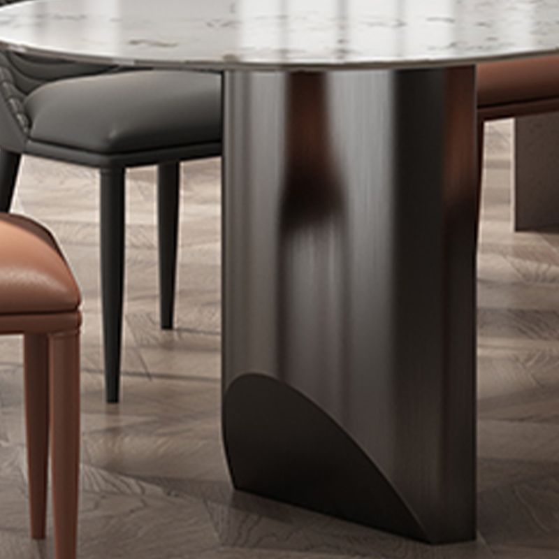 Sintered Stone Dining Table Traditional Luxury Double Pedestal Table for Kitchen