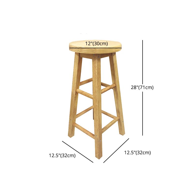 Taburete de bar moderno sin brazos y sin respaldo, taburete de bar de madera para tienda de té con leche y asiento de madera