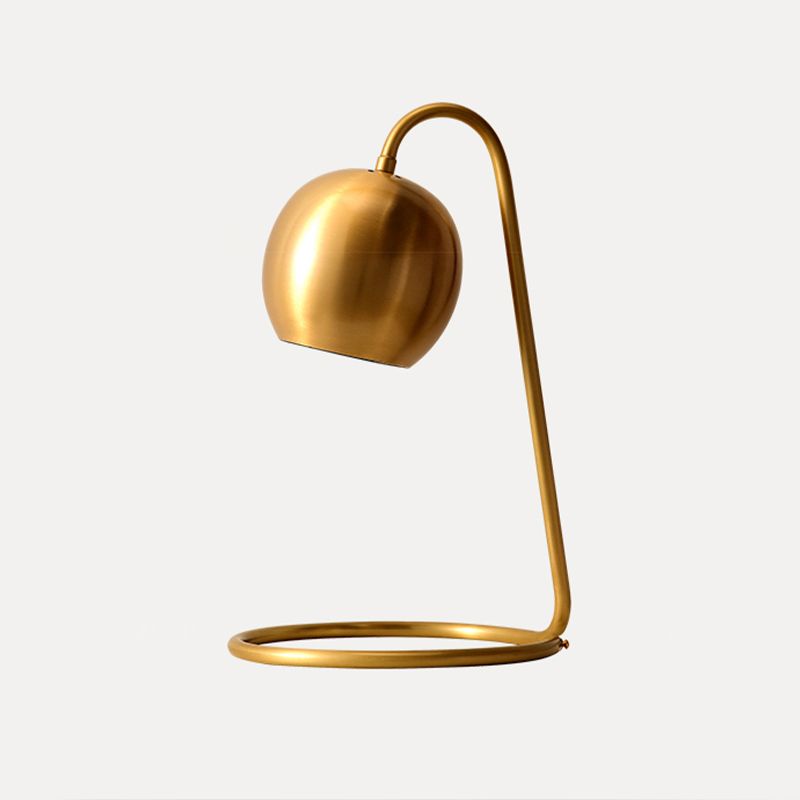 Minimalist Style Table Lamp Brass Spherical Night Table Lamp with Metal Shade