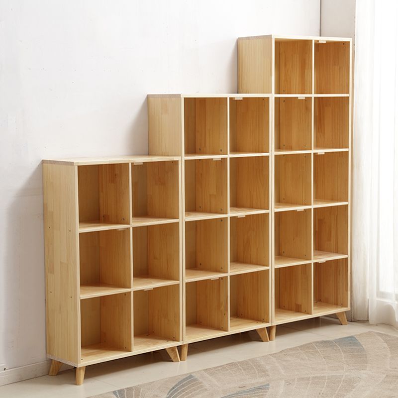 Modern Standard Wooden Bookshelf Closed Back Natural Bookcase with Shelves