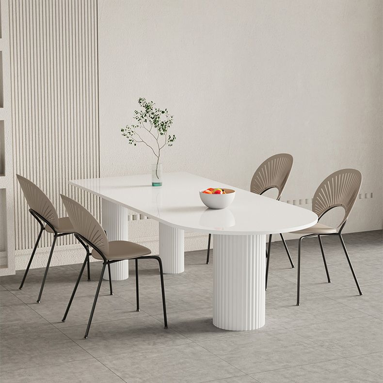 Contemporary White Color Faux Marble Dinner Table with 3 Legs