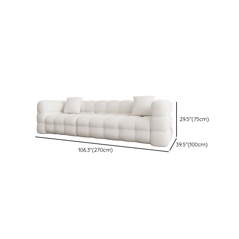 Tuxedo Arm Sofa Sewn Pillow Back Modern Seating in White for Apartment