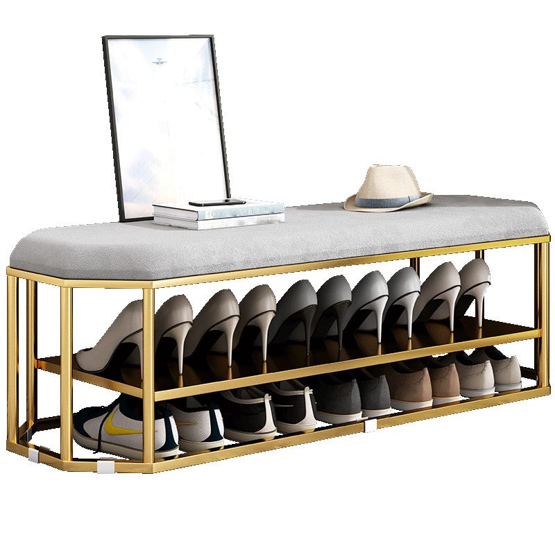 Glam Plain Storage Ottoman Velvet Rectangle Shelved Ottoman Pouf