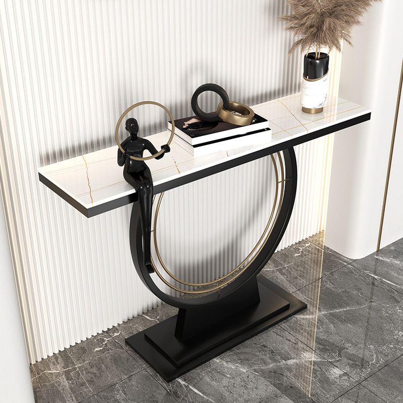 Contemporary Stone Console Sofa Table Rectangle End Table for Hall