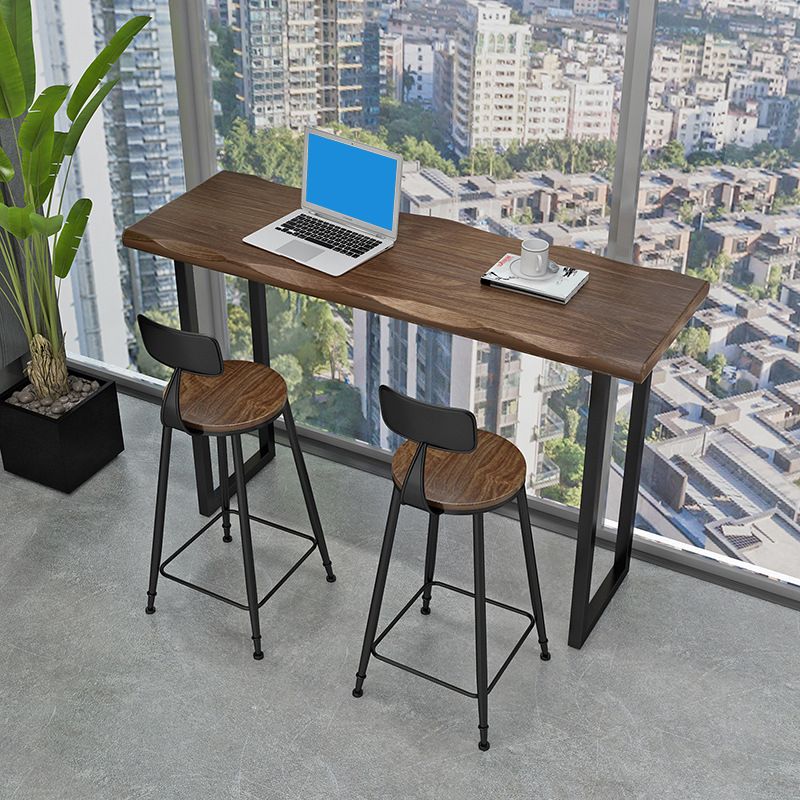 Industrial Solid Wood Bar Table Rectangle Bar Dining Room Table