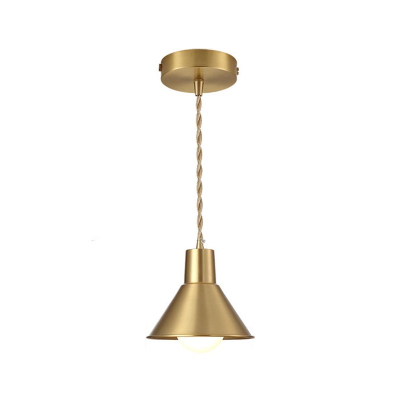 Post-Modern Geometric Shade Ceiling Light Metallic 1-Light Dining Room Pendant Light Fixture in Gold